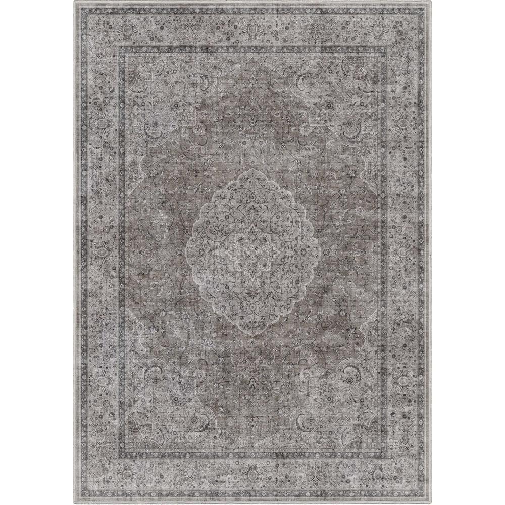 Well Woven Gray 5 ft. 3 in. x 7 ft. 3 in. Asha Odette Vintage Persian ...