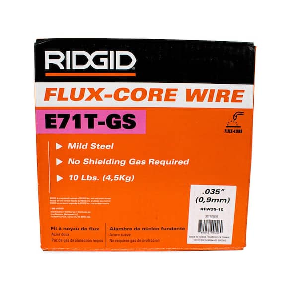 RIDGID .035 E71T-GS Flux-Core Welding Wire No Gas Required (10 lb. Spool)