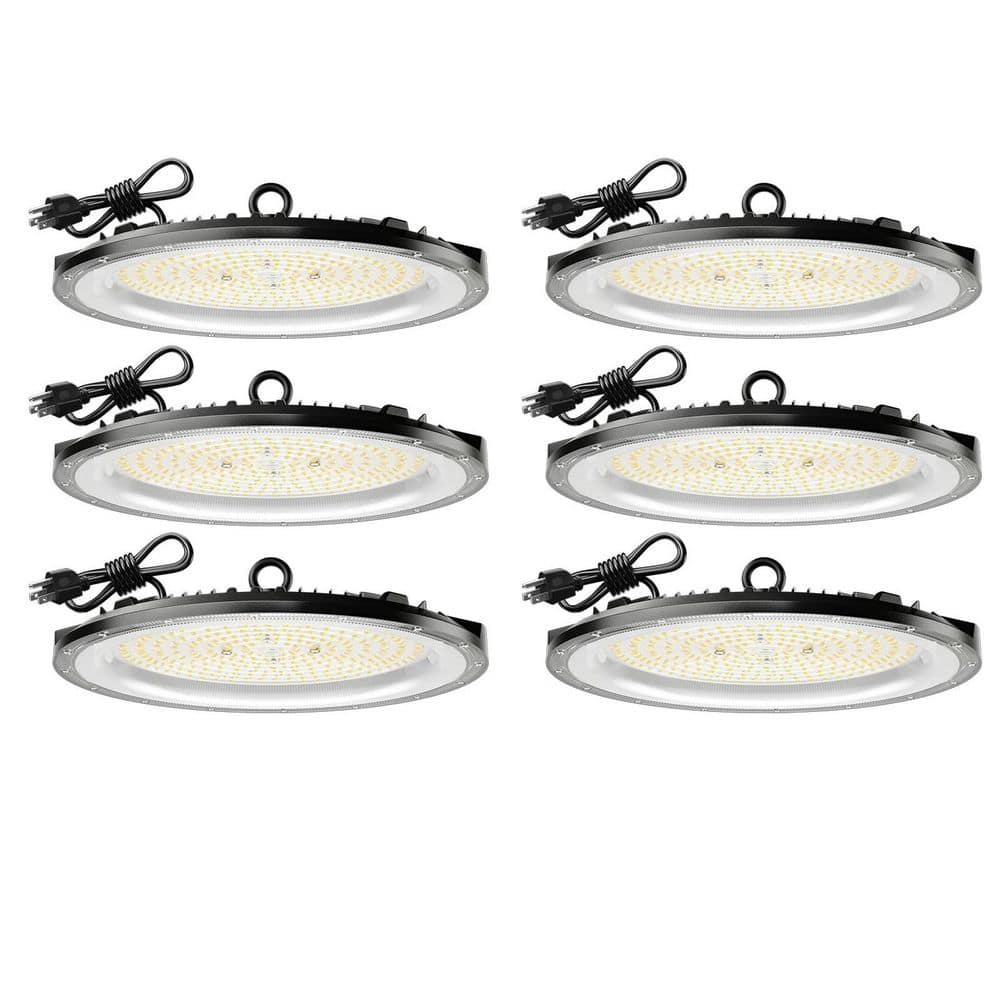 6-Pack 0.9 ft. 200-Watt Black LED Shop Light, UFO LED High Bay Light with UL Listed US Hook 5' Cable for Gym Factory price history on PriceWatchPro