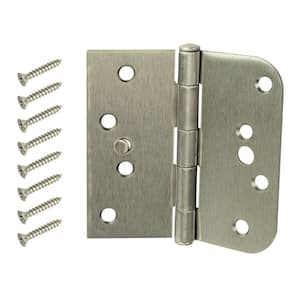 4 in. Square x 5/8 in. Radius Satin Nickel Squeak-Free Door Hinge