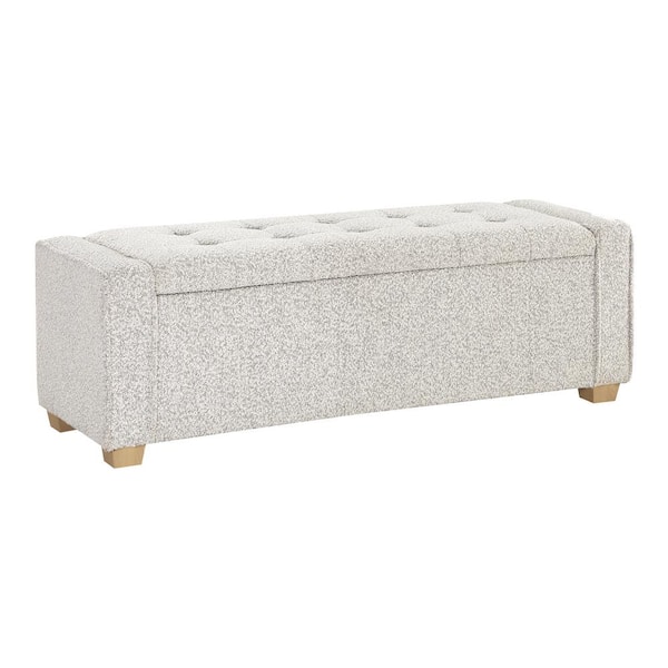 Bethwin Fog Boucle Fabric 55 in. Bedroom Bench with Storage
