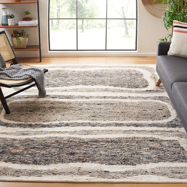 Casablanca 8 ft. x 10 ft. Ivory/Dark Gray Abstract Rectangle Area Rug
