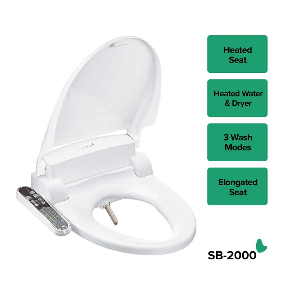 White SmartBidet SB-2000 Electric Bidet Warm Toilet Seat for Round Toilets 