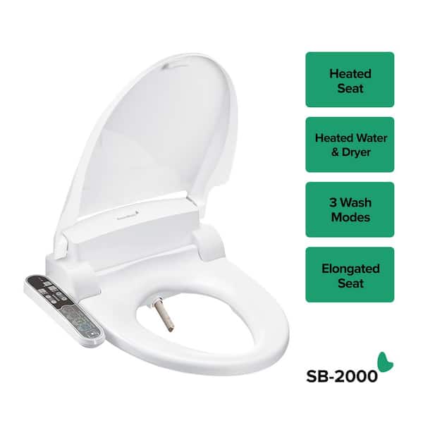 SmartBidet Electric Bidet Seat for Elongated Toilets in White