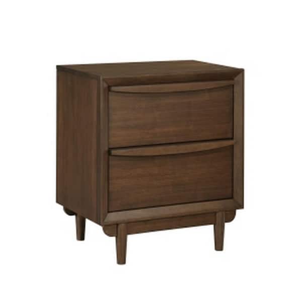 Benjara 24 in. Brown 2-Drawers Wooden Nightstand