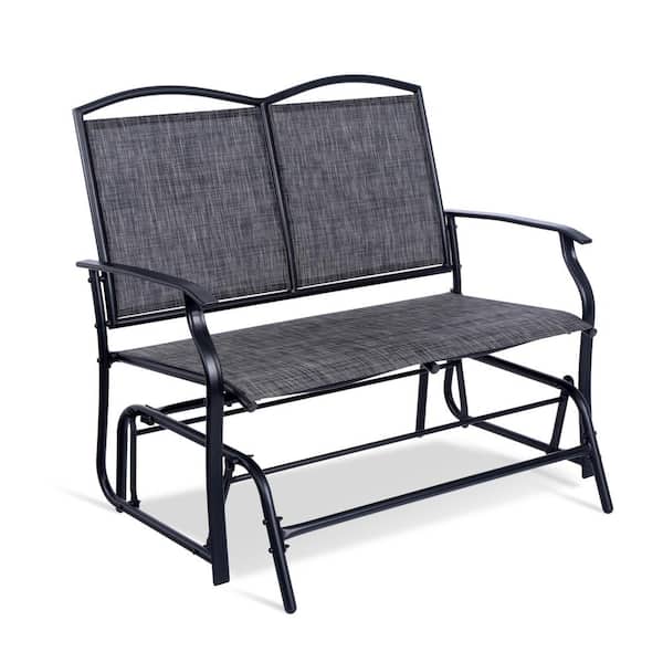 BACKYARD EXPRESSIONS PATIO · HOME · GARDEN 42 in. 2 Person Metal Outdoor Patio Glider in Heathered Grey