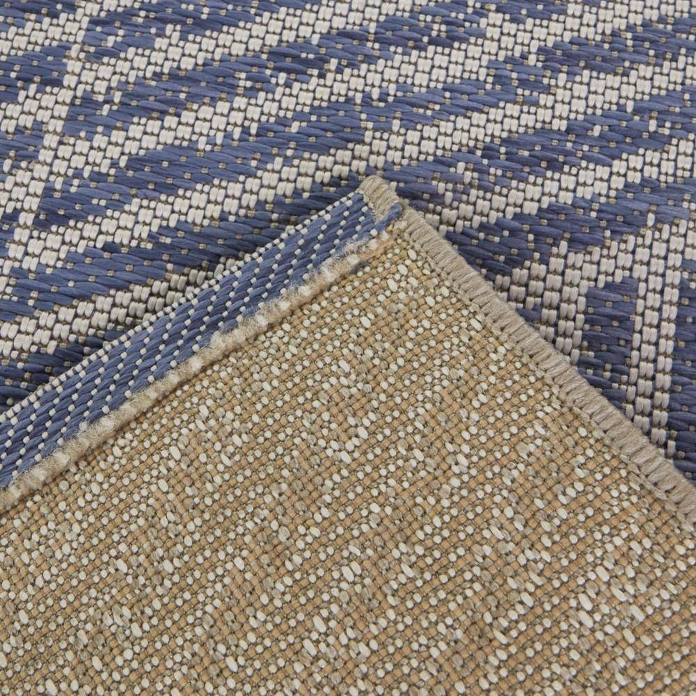 Darcy Blue and Off-White Braided Stripe Synthetic Area Rug 5'3" x 7'