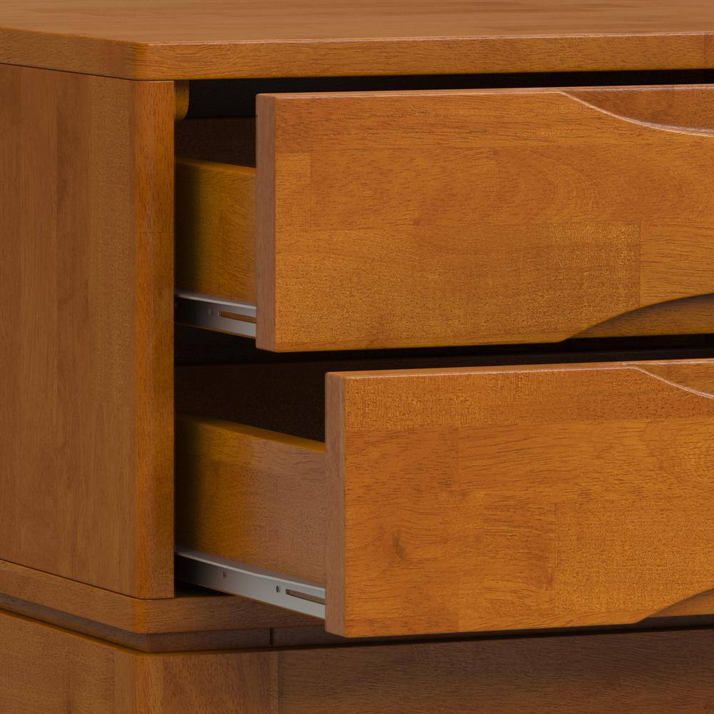 Teak Brown Solid Hardwood Square End Table with Storage