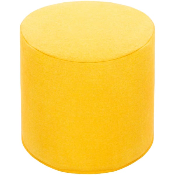 Livabliss Burke Solid Bright Yellow Wool Cylinder Accent Pouf