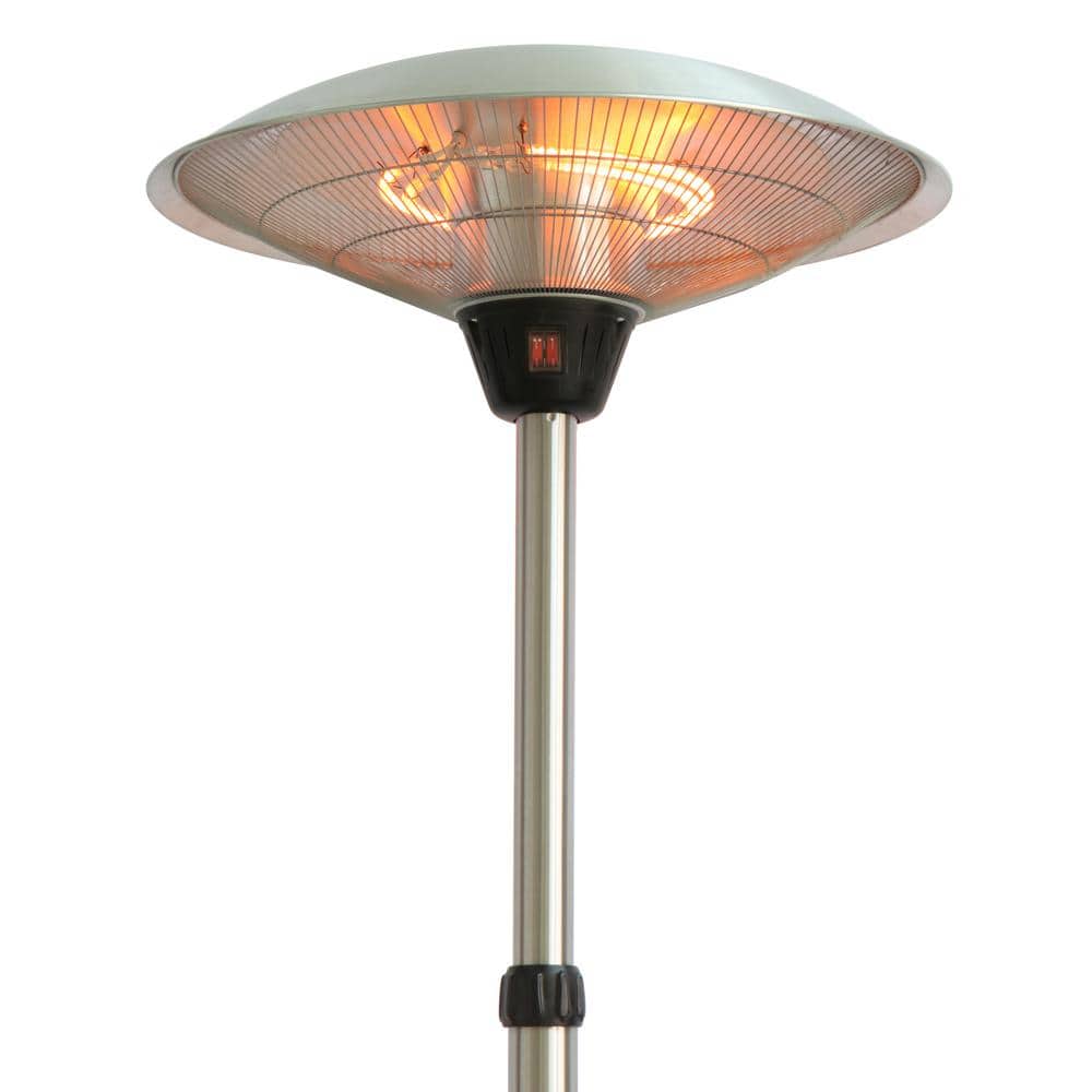 Silver Aluminum Electric Standing Patio Heater with Emergency Shut Off