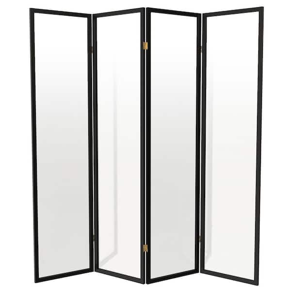 6 ft. Tall Clear Plastic Partition Black 4 Panel
