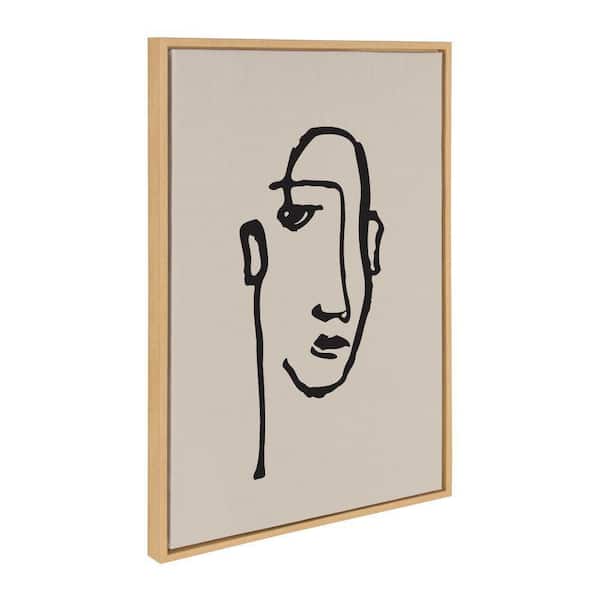 Kate and Laurel Sylvie Minimalist Neutral Line Art Drawing Face by the Creative Bunch Studio Framed Art Print 23 in. x 33 in.