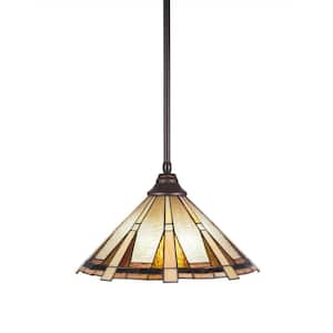 Sparta 100-Watt 1-Light Dark Granite Bowl Mini Pendant Light with Glass Shade