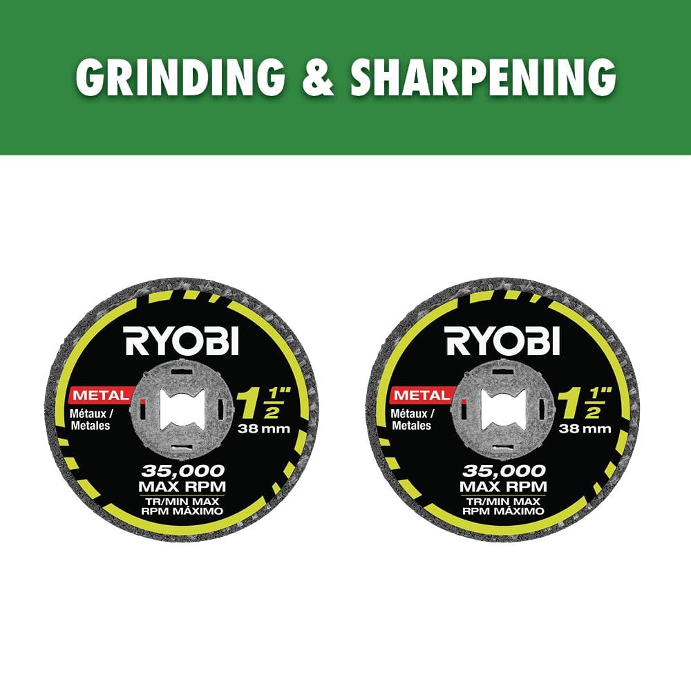 RYOBI Rotary Tool 2-Piece 1-1/2 in. Metal Grinding Wheel A90GS07 - The Home  Depot