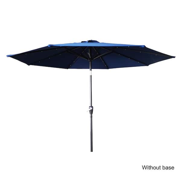 Kadehome 9 ft. Outdoor Aluminum Pole Patio Market Umbrella in Navy Blue with LED Lights