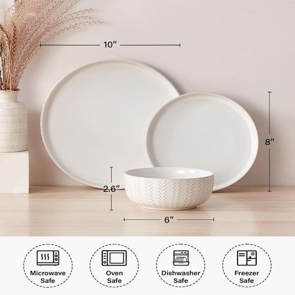 Numhew 24-Piece Vintage White Dinnerware Set Service for 8
