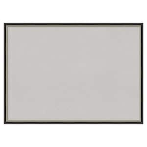 Theo Black Silver Narrow Wood Framed Grey Corkboard 29 in. x 21 in. Bulletin Board Memo Board