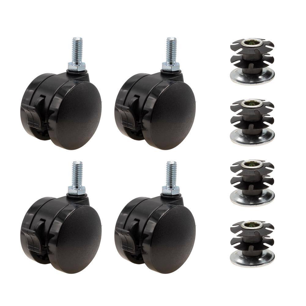 2 in. Black Furniture Swivel Brake Caster 440 lbs. Load Rating for 1-1/4 in
