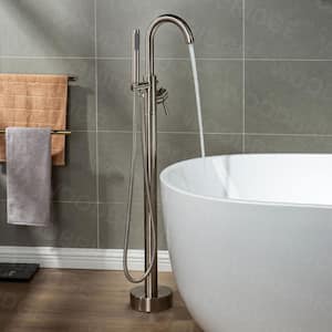 Everette Single-Handle Freestanding Tub Faucet with Hand Shower in Brushed Nickel