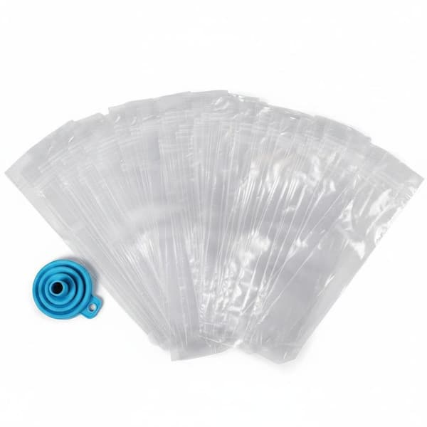 Disposable Ice Popsicle Mold Bags with BPA-Free Freezer Tubes, Mess-Free Filling Funnel, 300-Pack