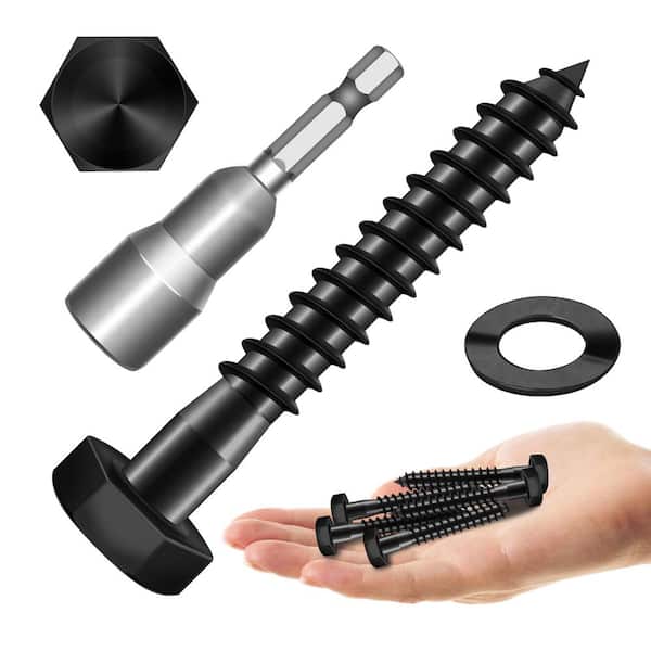 1/4 in. x 2 in. Stainless Steel Hex Drive Hex Head Lag Screws, Black Oxide (20-Pack)