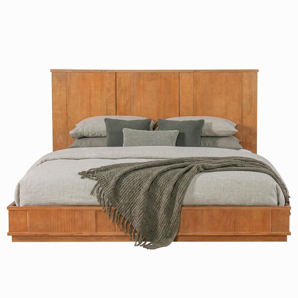 Brown Wood Frame King Size Platform Bed with High Headboard price history on PriceWatchPro