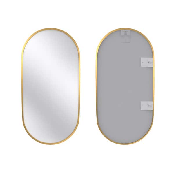Cesicia 18 in. W x 36 in. H Oval Steel Framed Wall Mounted Bathroom Vanity Mirror in Gold for Vertical and Horizontal Hang