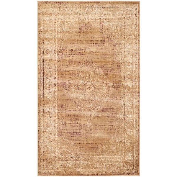 SAFAVIEH Vintage Taupe 3 ft. x 6 ft. Floral Border Medallion Area Rug