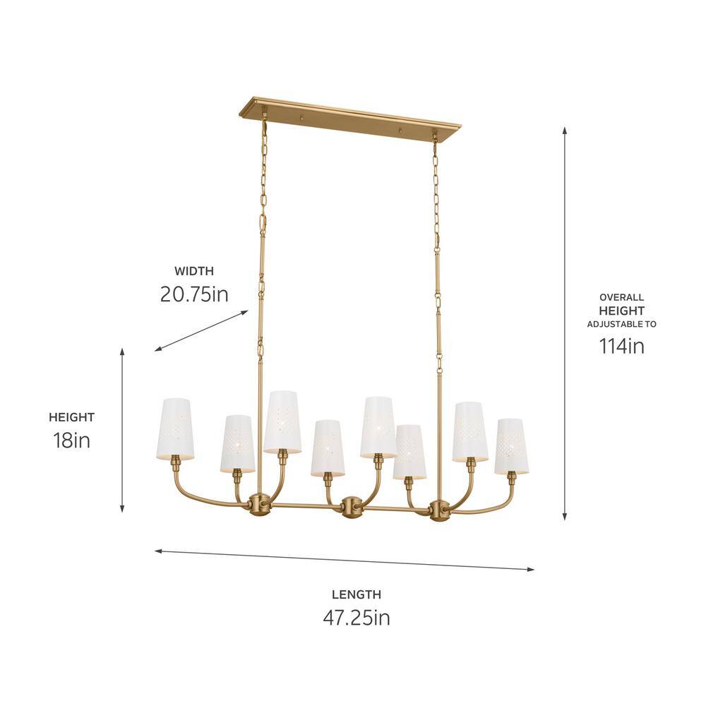Adeena Brushed Natural Brass 8-Light Linear Chandelier
