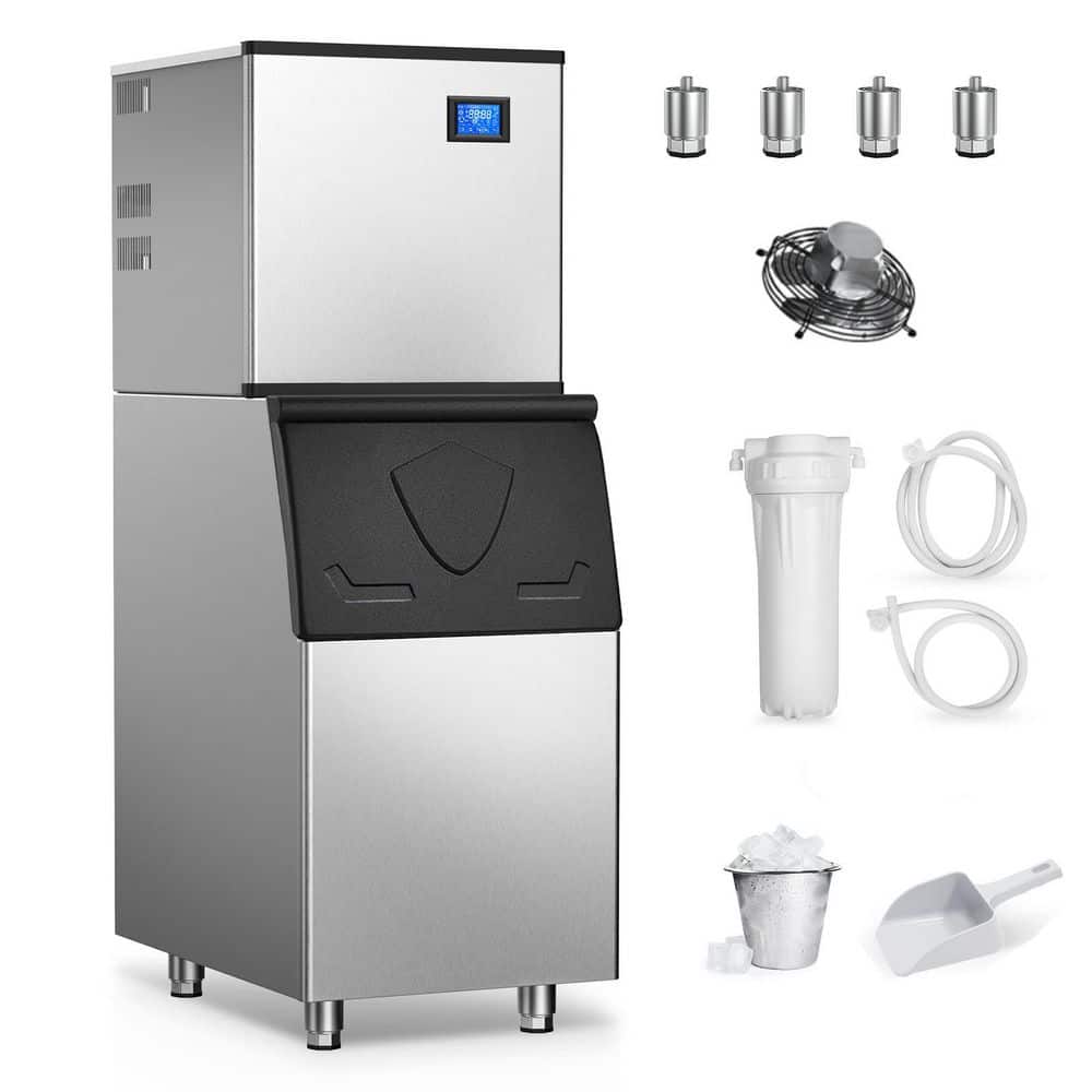 22.4 in. 550 lbs. Per Day Split Commercial Ice Maker 156-Full Size High-Density Ice Cubes/Cycle Freestanding in Silver