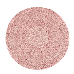 Braided Farmhouse Red 6 ft. x 6 ft. Round Cotton Area Rug