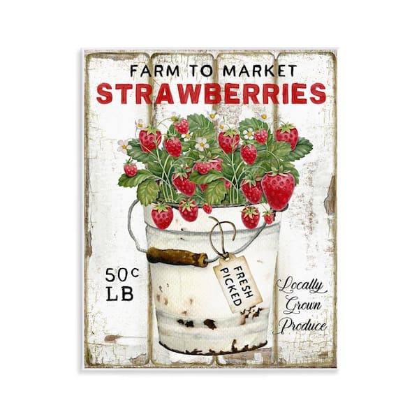 Farm To Market Strawberries by Creatif Belle Unframed Food Graphic Art Print 14 in. x 11 in.
