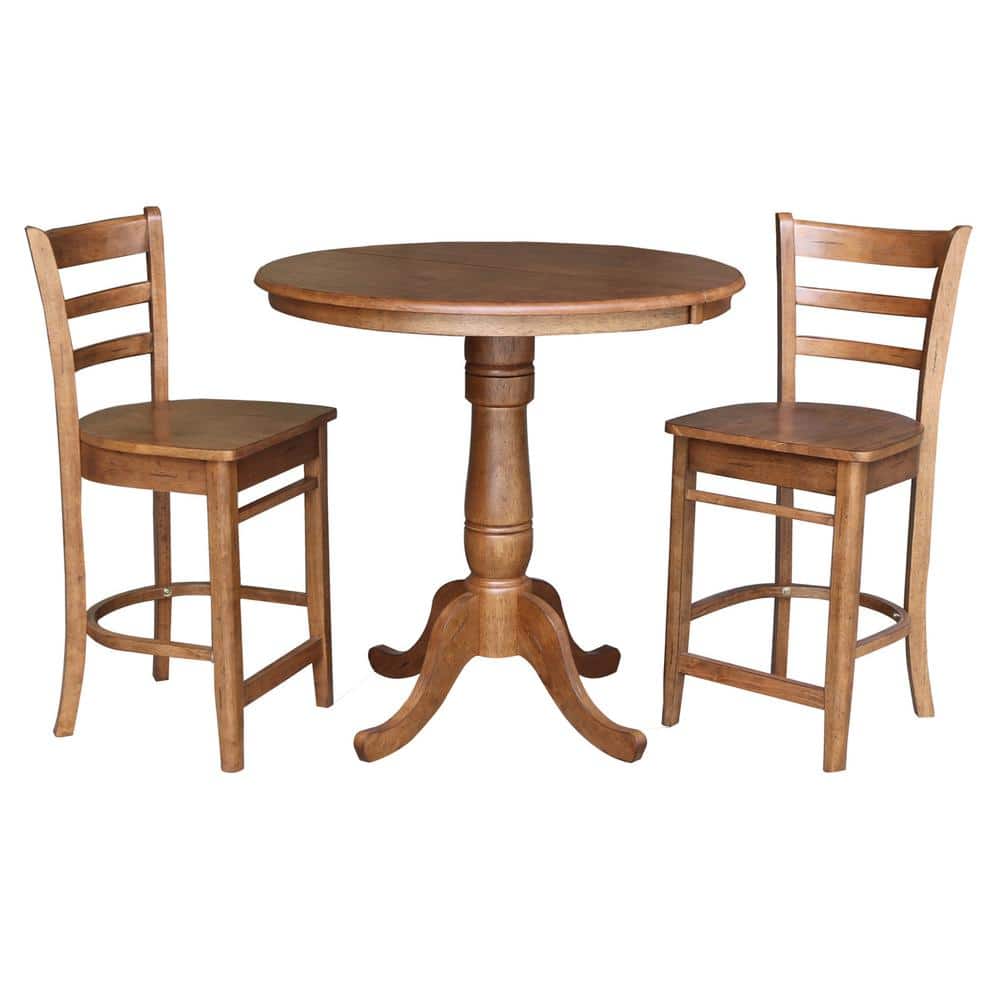 International Concepts Distressed Oak 48 in. Oval Dining Table with 2-Counter-Height Stools (3-Piece) -  K42-36RXT-6B-S6172-2