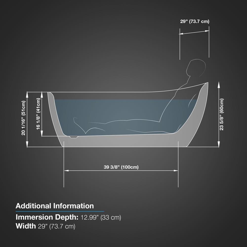 Isaac 58'' White Seamless Acrylic Freestanding Slipper Bathtub