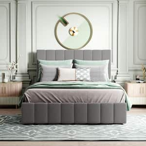 URTR 80 in. W Gray Modern King Size Platform Bed Frame with Headboard and  Footboard, Wood Bed Frame and Center Support Legs T-01163-E - The Home Depot