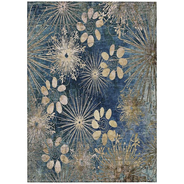 Addison Rugs Chantille Machine Washable Indoor/Outdoor Abstract ACN2225 Navy 2 ft. 6 in. x 3 ft. 10 in. Area Rug