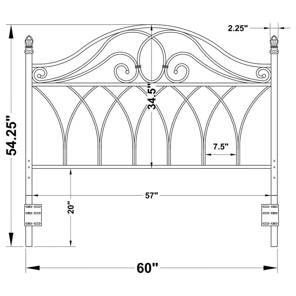 Transitional Full/Queen Metal Scroll Headboard in Rich Brown