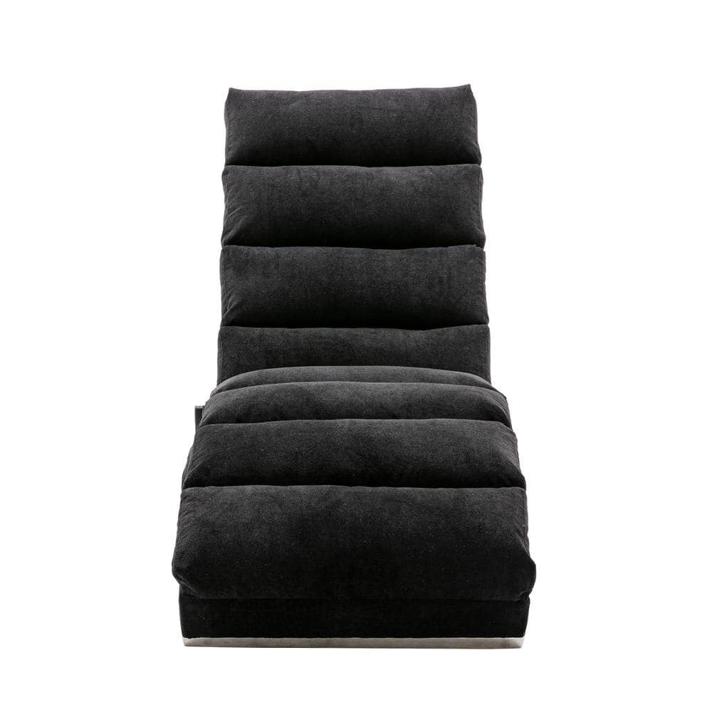 Black Linen Chaise Lounge Indoor Chair, Modern Long Lounger for Office or L
