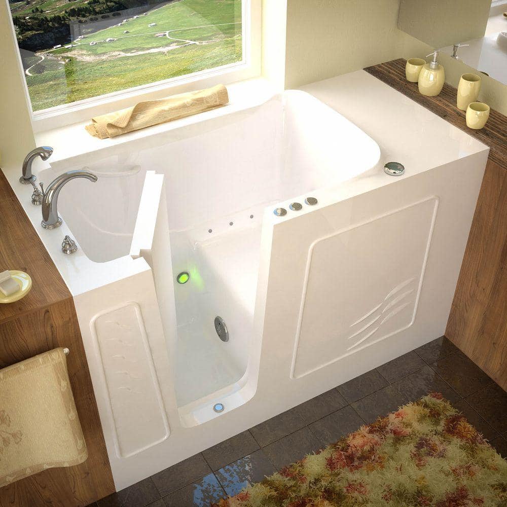 Tucson 60'' x 30'' White Fiberglass Walk-in Air Bathtub with Faucet