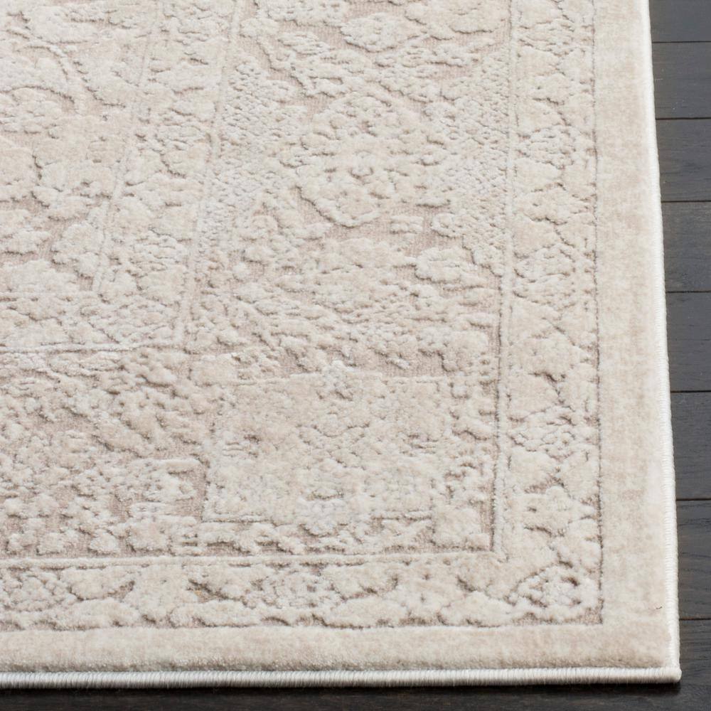 Elegant Beige Floral Square Synthetic Area Rug 6'7"