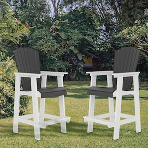 Plastic/Resin Outdoor Bar Stool White and Gray (Set of 2)