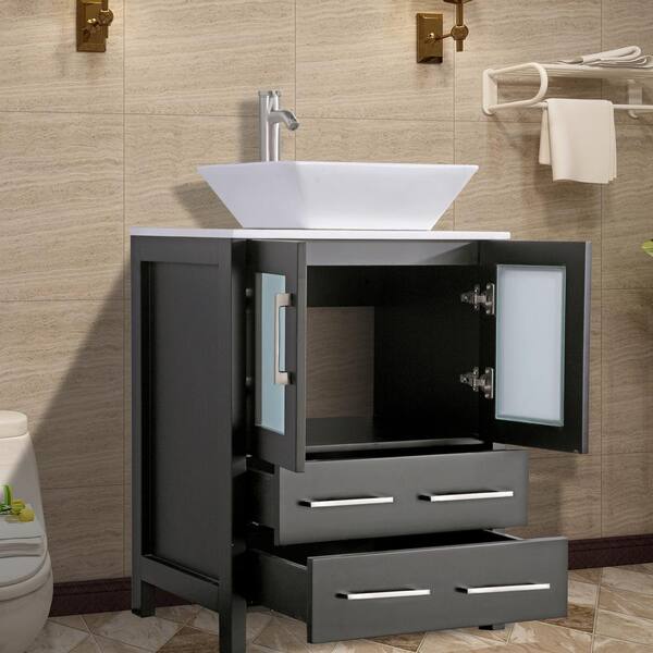 Vanity Art Ravenna 24 In W X 18 5 D 31 1 H Bathroom Espresso With Single Basin Top White Quartz And Mirror Va3124 E - How To Install A 24 Inch Bathroom Vanity Vanity Art Ravenna 24 In W X 18 5 D 31 1 H Bathroom Espresso With Single Basin Top White Quartz And Mirror Va3124 E - How To Install A 24 Inch Bathroom Vanity