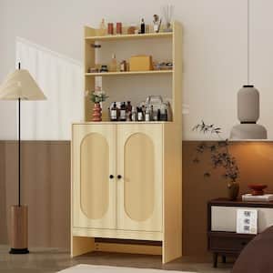 Fufu&Gaga Natural Wood 64.8 inch Accent Cabinet With 4-Shelves for only $54.48