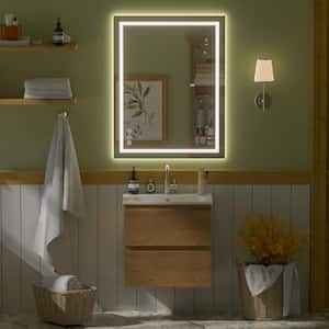 28 in. W x 36 in. H Anti-Fog Rectangular Frameless Mirror Power off Function Wall Bathroom Vanity Mirror in Silver