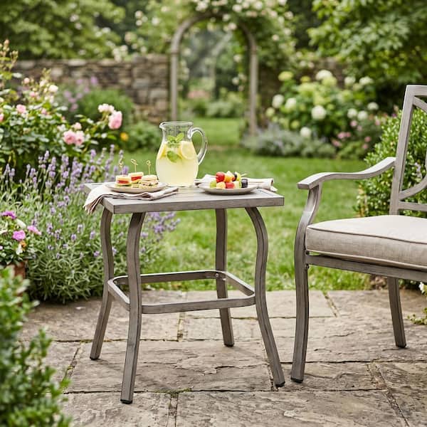 Teak 18 in. Square Wood Outdoor Side Table, Small Folding Picnic