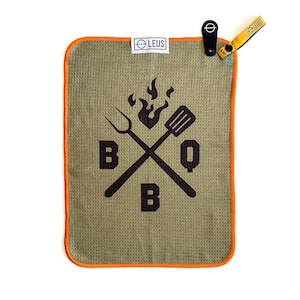 BBQ Towel for Grilling Cooking Camping, Magnetized Quick Drying Absorbent Microfiber Hand towel – BBQ HC 12 in. x 16 in.