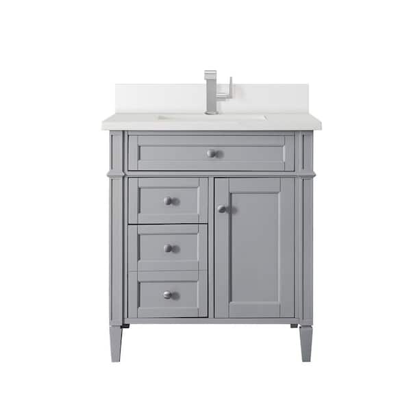 Brittany 30.0 in. W x 23.5 in. D x 34.0 in. H Bathroom Vanity in Urban Gray with White Zeus Silestone Quartz Top