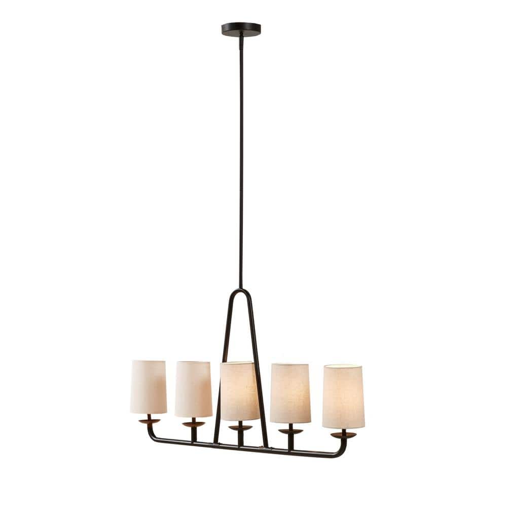 Serenitie Bronze Linear Chandelier with Tapered Drum Shades