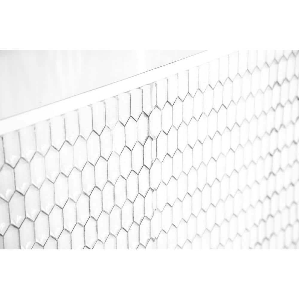 Transitional White 2-Door Accent Cabinet with Geometric Pattern