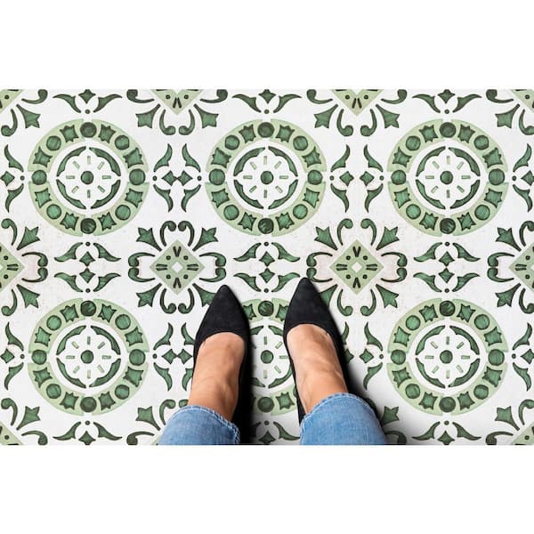 Arabesque in Green Vinyl Tile Sticker